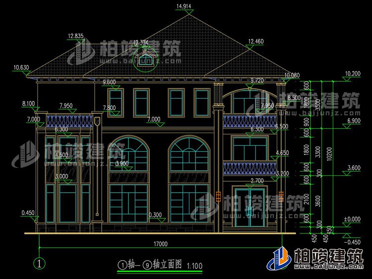 2019新農(nóng)村歐式別墅設(shè)計圖，三層自建房大氣漂亮別墅BZ368-簡歐風格