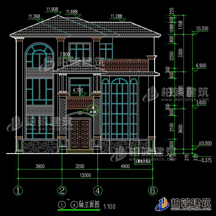 三層農(nóng)村自建房屋建筑施工圖別墅設計圖紙,小別墅設計圖BZ385-簡歐風格