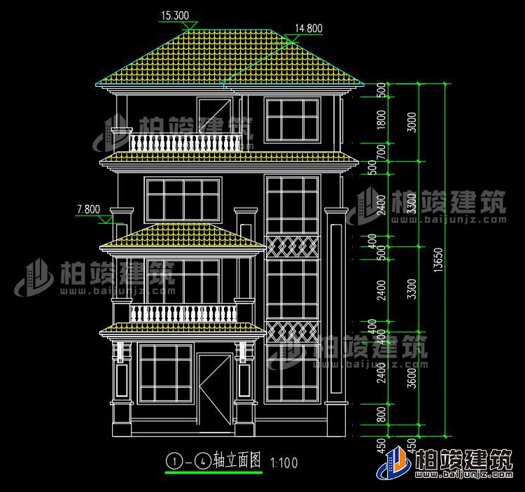 四層別墅圖紙設計圖 有地下室 造價40萬BZ416-簡歐風格