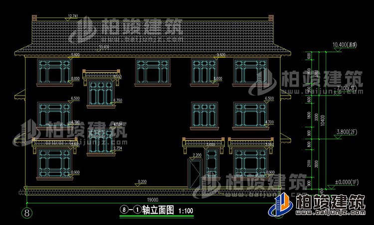 四合院別墅設計圖紙及效果圖大全BZ3686-新中式風格