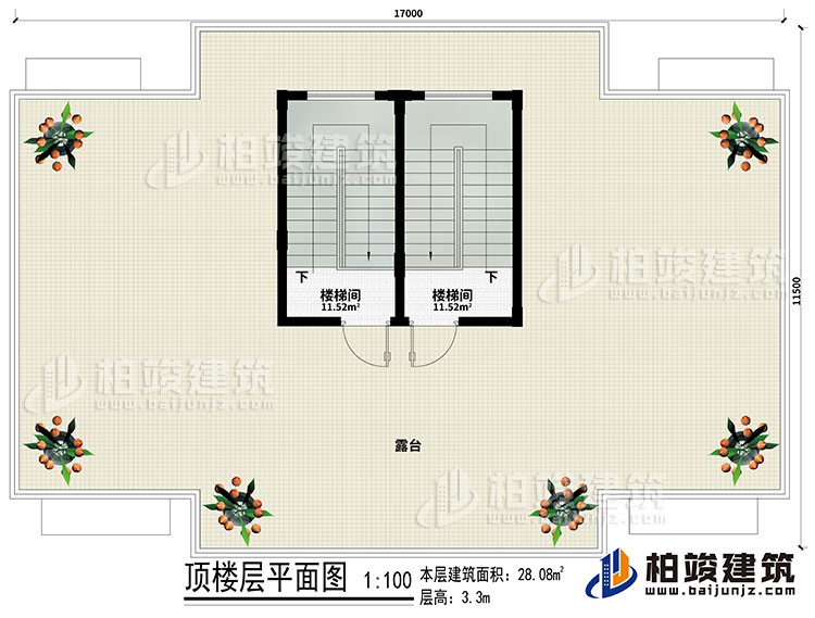 屋頂層：2樓梯間、露臺